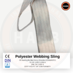 Sangle plate de levage en polyester, 4 plis, à œillets – CMU 4 000 kg – longueur utile 10 m – coefficient de sécurité 7:1 – Image 2