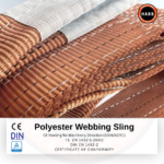 Sangle plate de levage en polyester, 4 plis, à œillets – CMU 6 000 kg – longueur utile 8 m – coefficient de sécurité 7:1 – Image 2